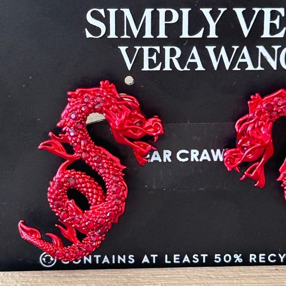Simply Vera Vera Wang Jewelry - Simply Vera Vera Wang Red Dragon Ear Crawlers Rhinestone Gothic Earrings